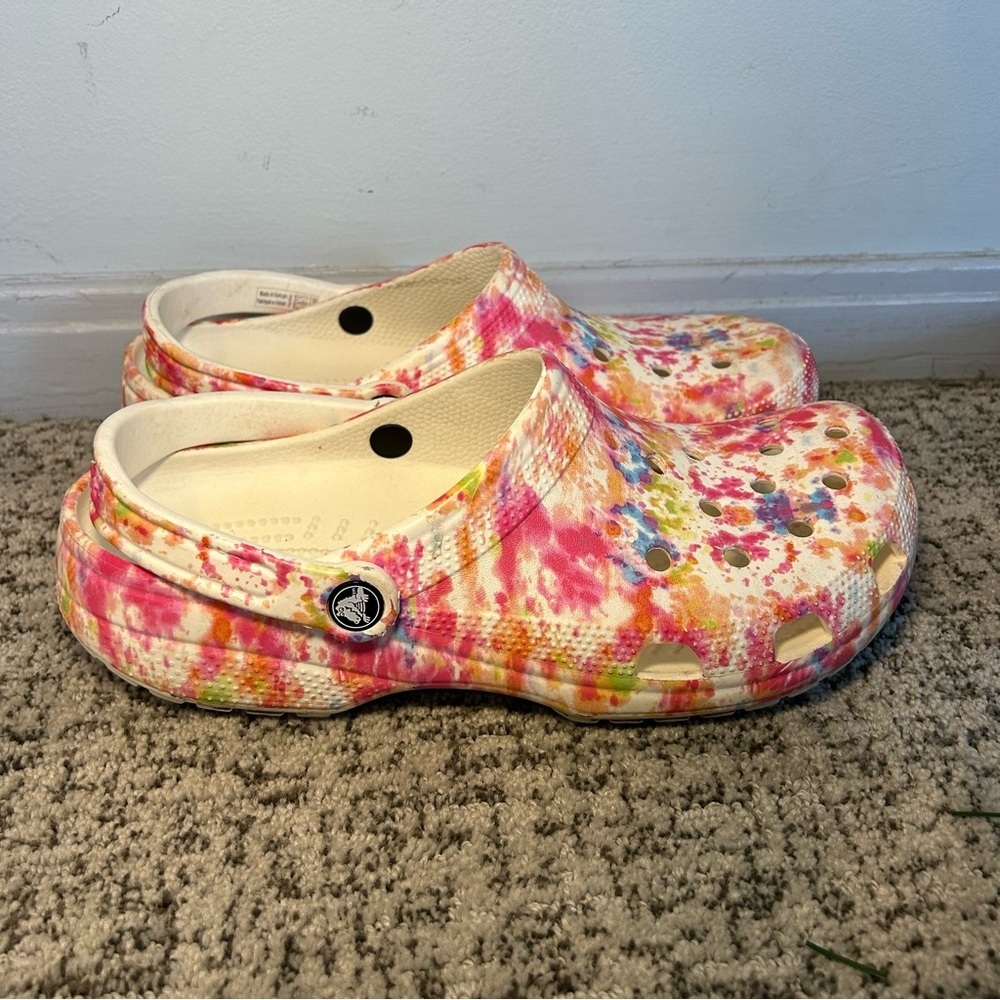 Clogs Classic Multicolor Tie-Dye Graphic Clogs Size. 12